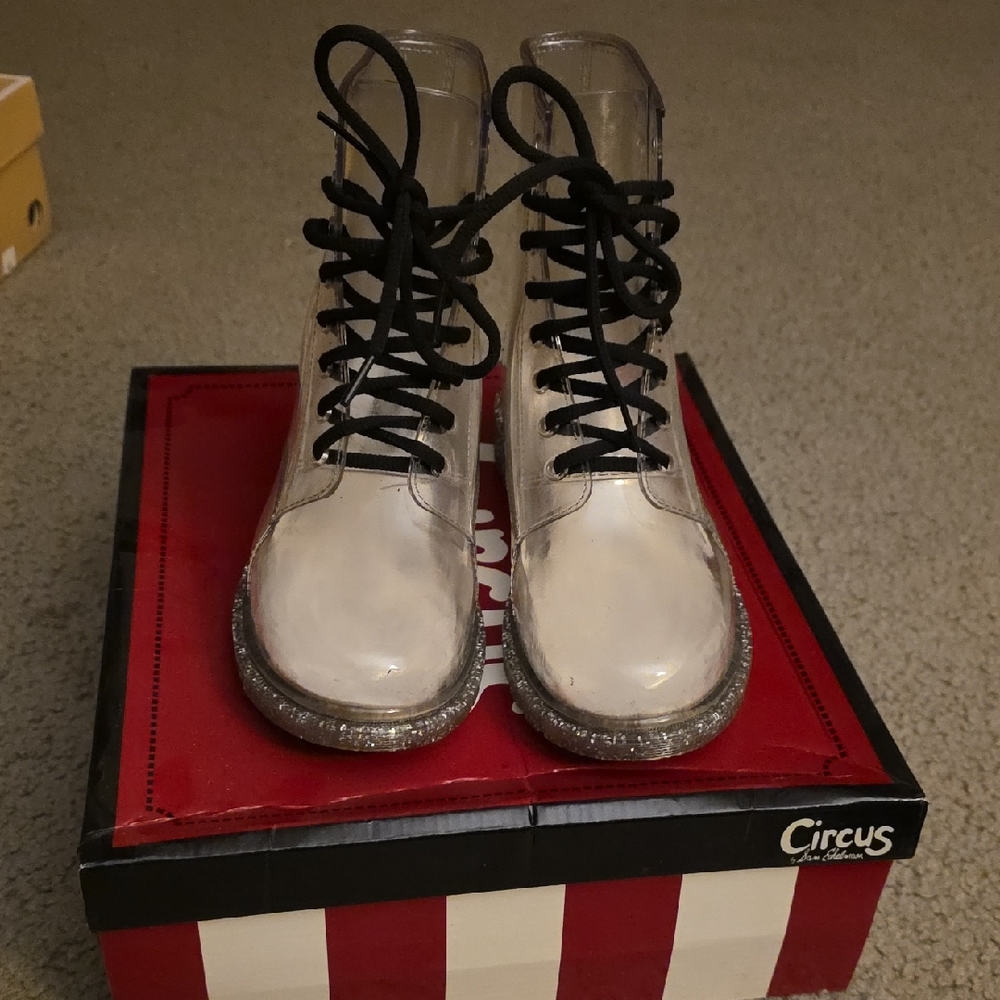 Circus by Sam Edelman Transparent Lace-Up Boots with Black Accents
